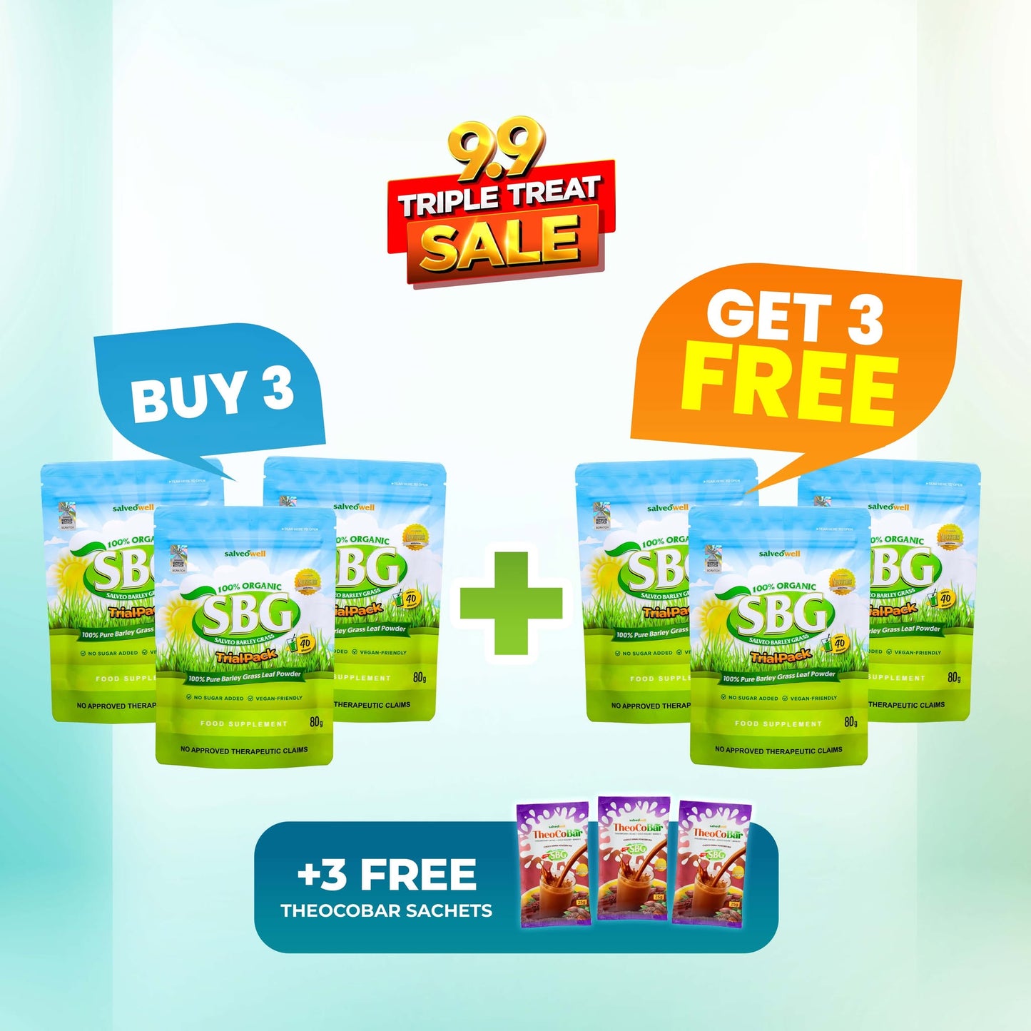 3PLUS3 Salveo Barley Grass in Trial Pack