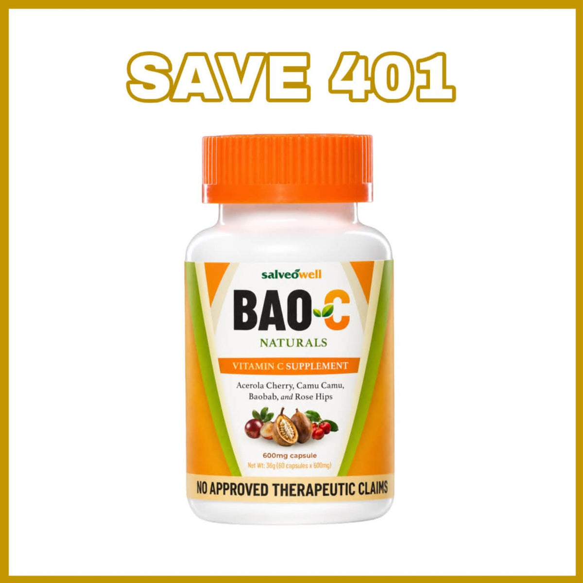 BAO-C Nature's Complete Vitamin C Made from 4 Superfruits
