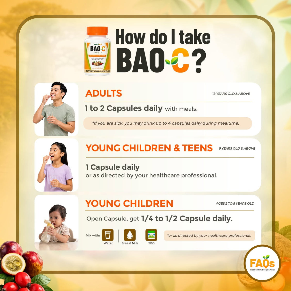 BAO-C Nature's Complete Vitamin C Made from 4 Superfruits