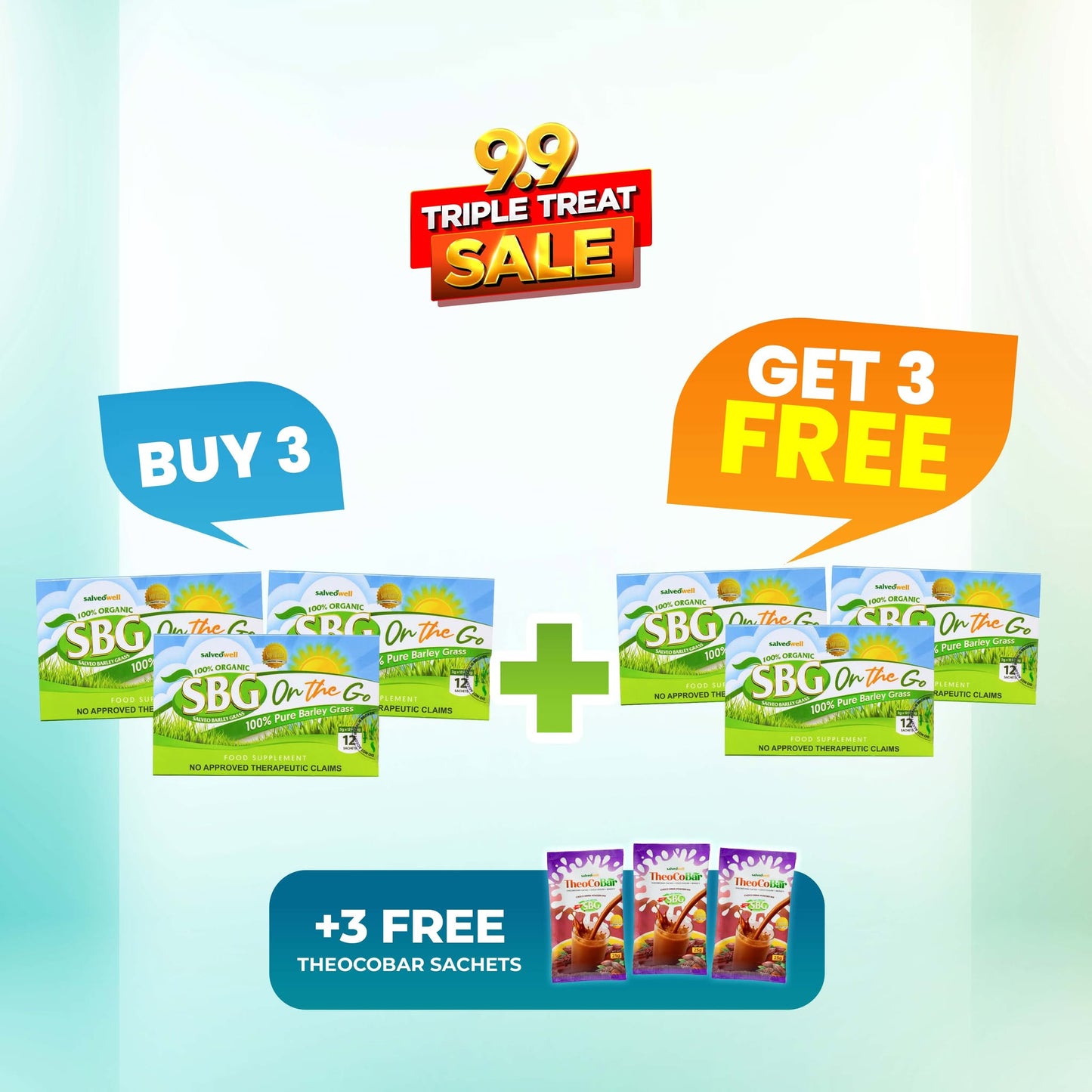 3PLUS3 SBG Powder On The Go | 12 Sachets | 3grams per sachet