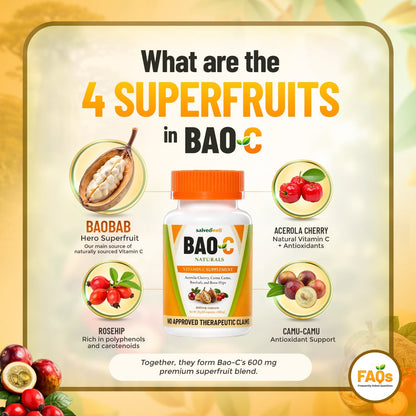 BAO-C Nature's Complete Vitamin C Made from 4 Superfruits