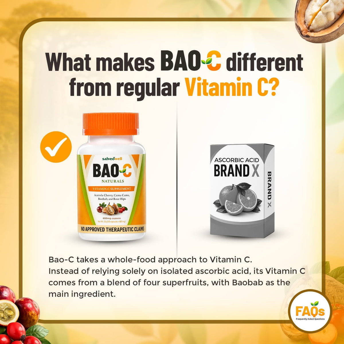 BAO-C Nature's Complete Vitamin C Made from 4 Superfruits