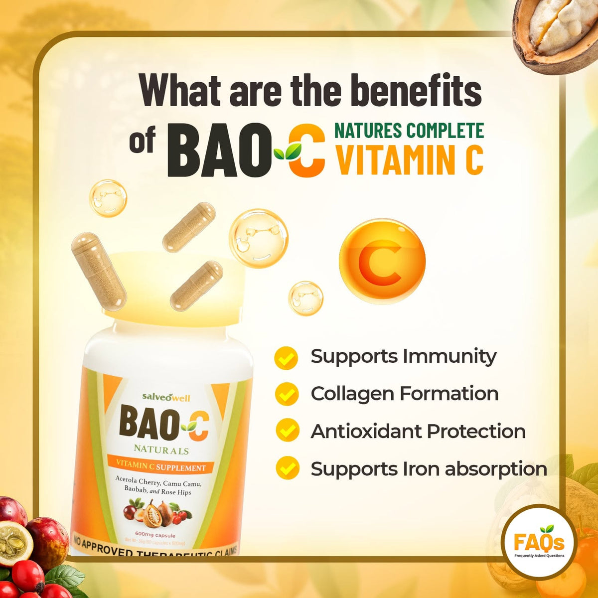 BAO-C Nature's Complete Vitamin C Made from 4 Superfruits