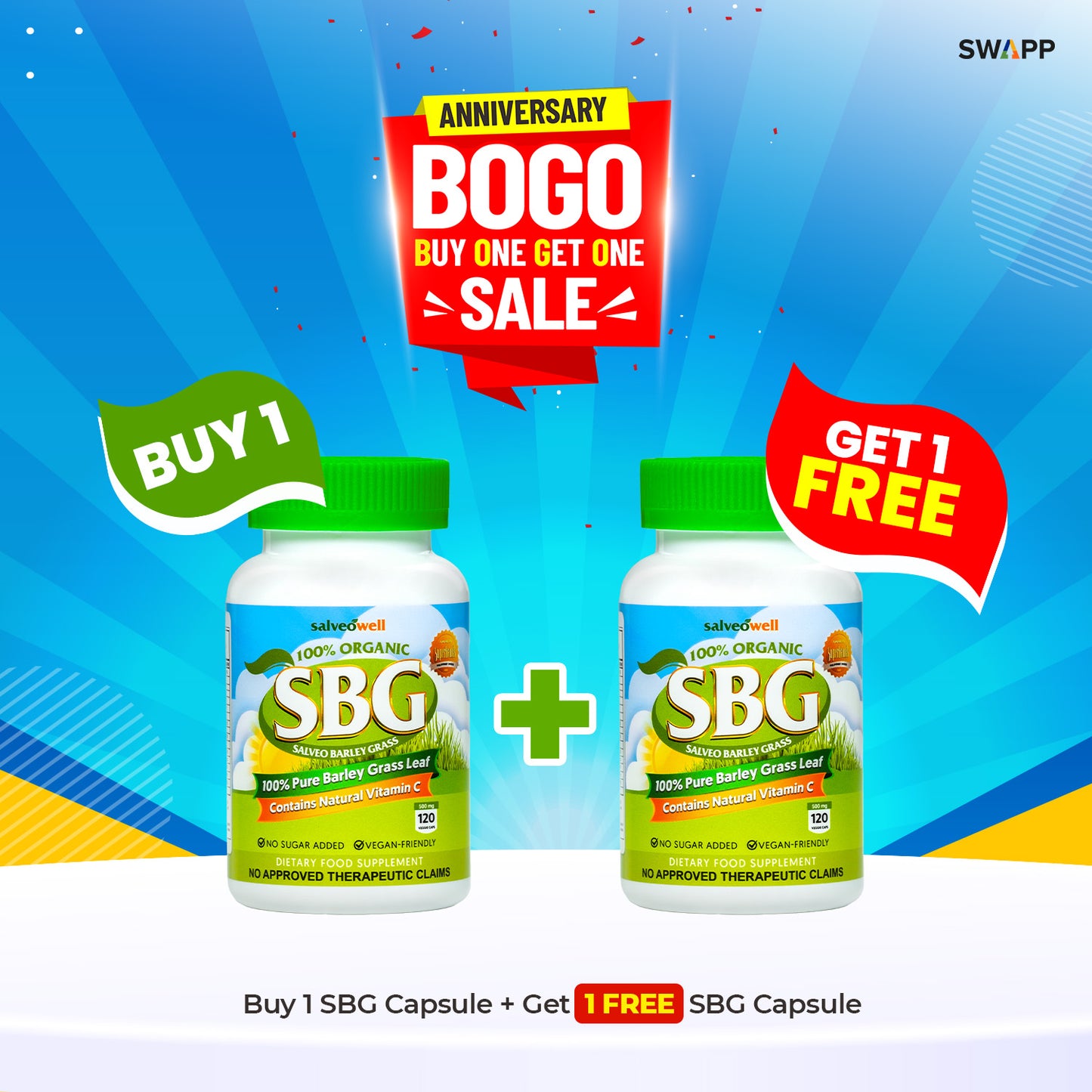 Buy1Get1 PROMO Salveo Barley Capsules | 120 capsules | 500mg