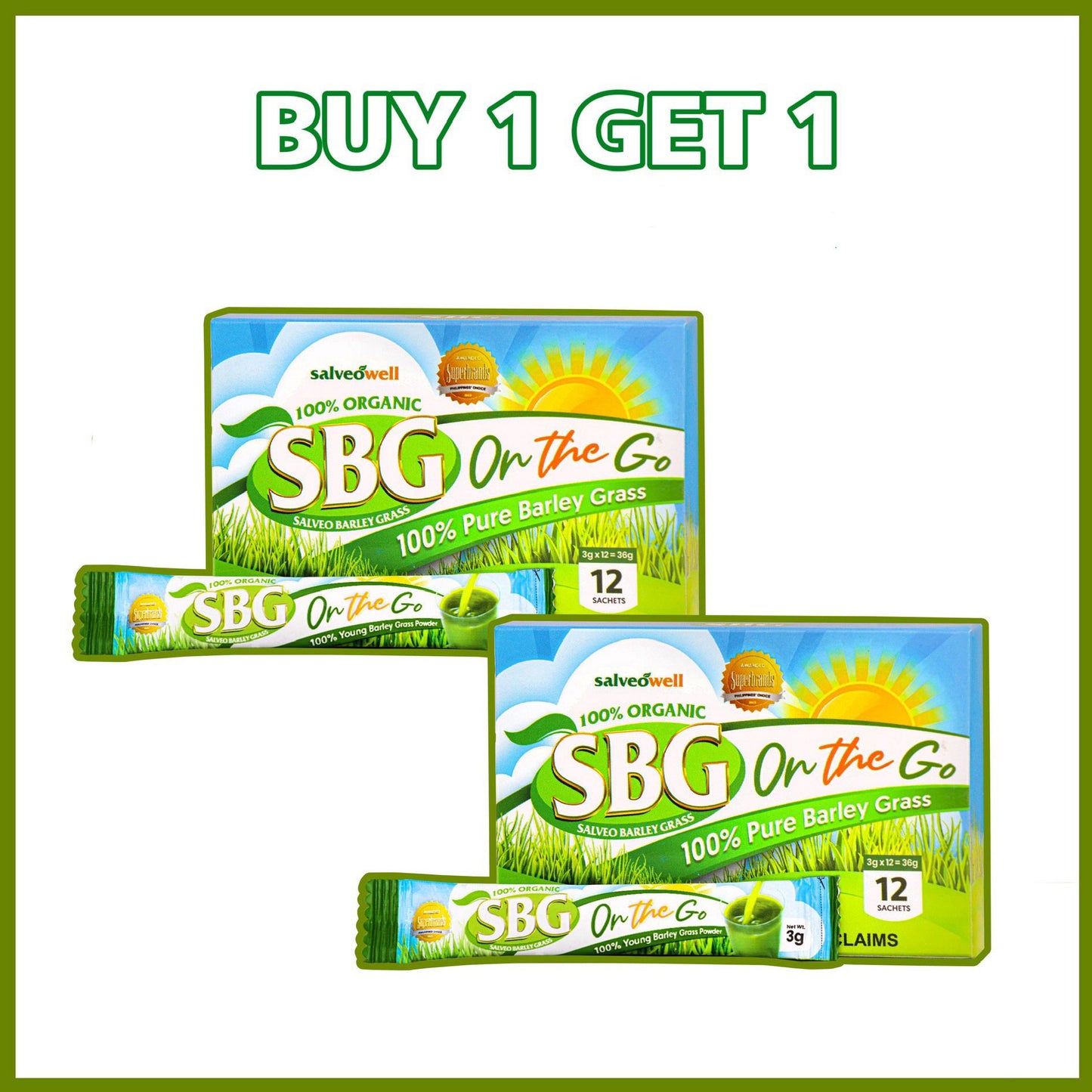 Buy1Get1 SBG Powder On The Go | 12 Sachets | 3grams per sachet