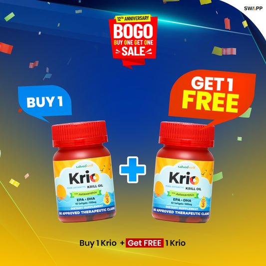 Buy1Get1 PROMO Salveo Krio Softgels Pure Antarctic Krill Oil Dietary Food Supplement Capsule with Omega-3